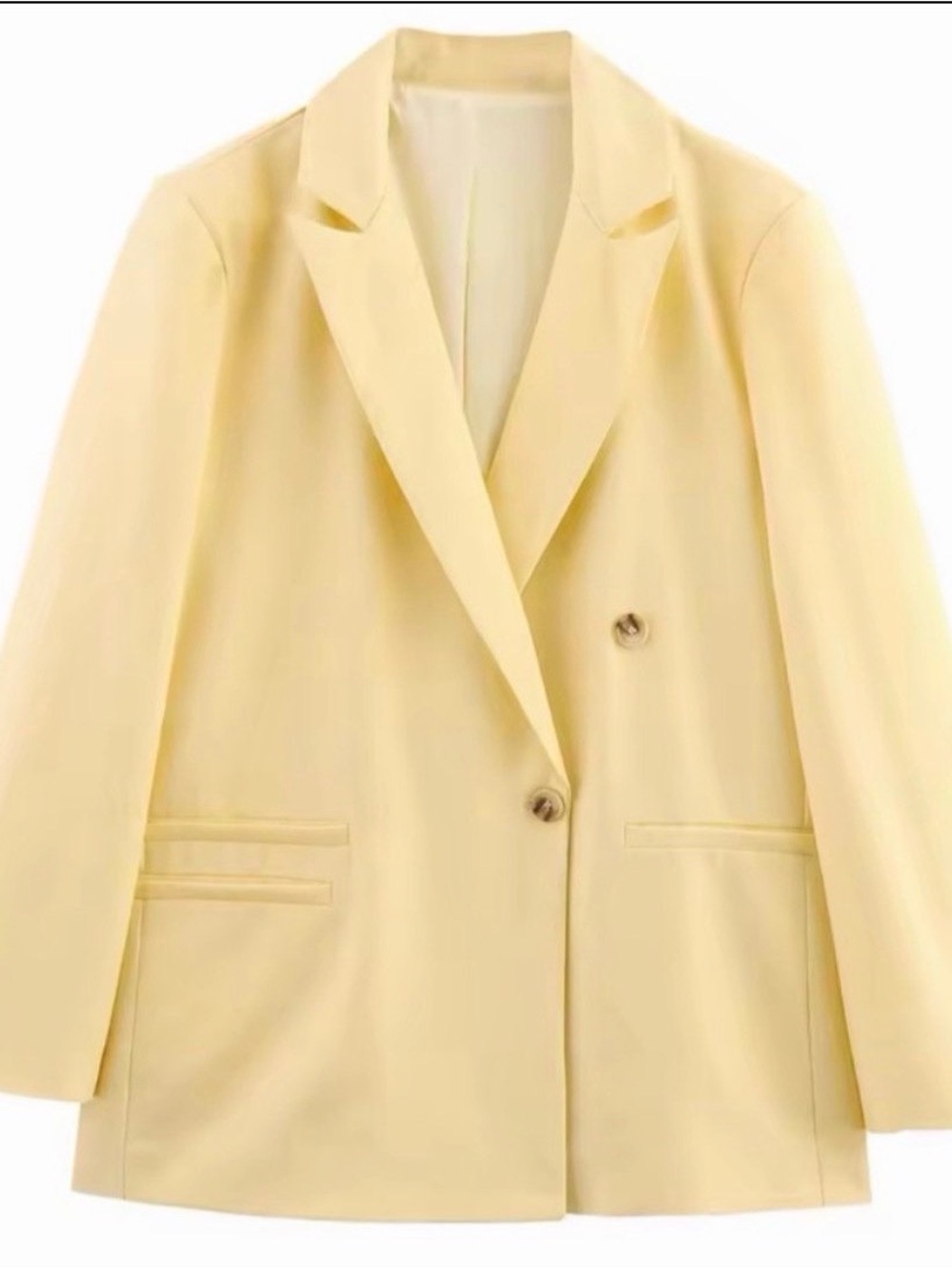 Women’s Double-Breasted Cream Yellow Blazer